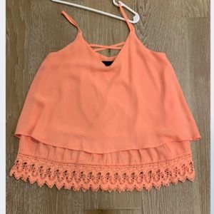 Blue Rain Peach color tank top with lace bottom